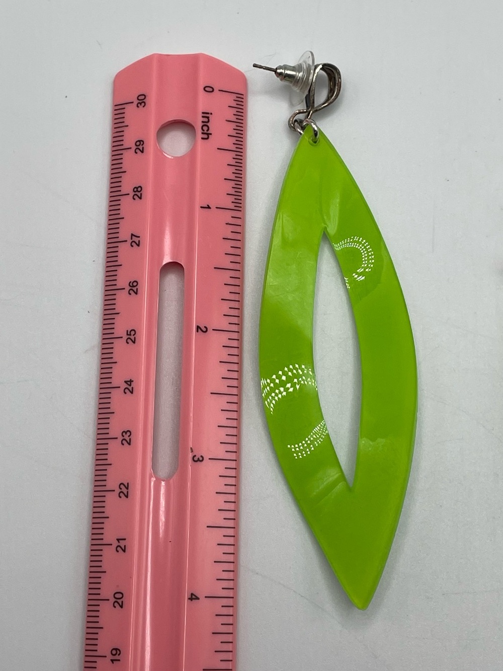 Bright Lime Green Statement Drop Earrings - Women Jewelry- mod - Picture 5 of 5